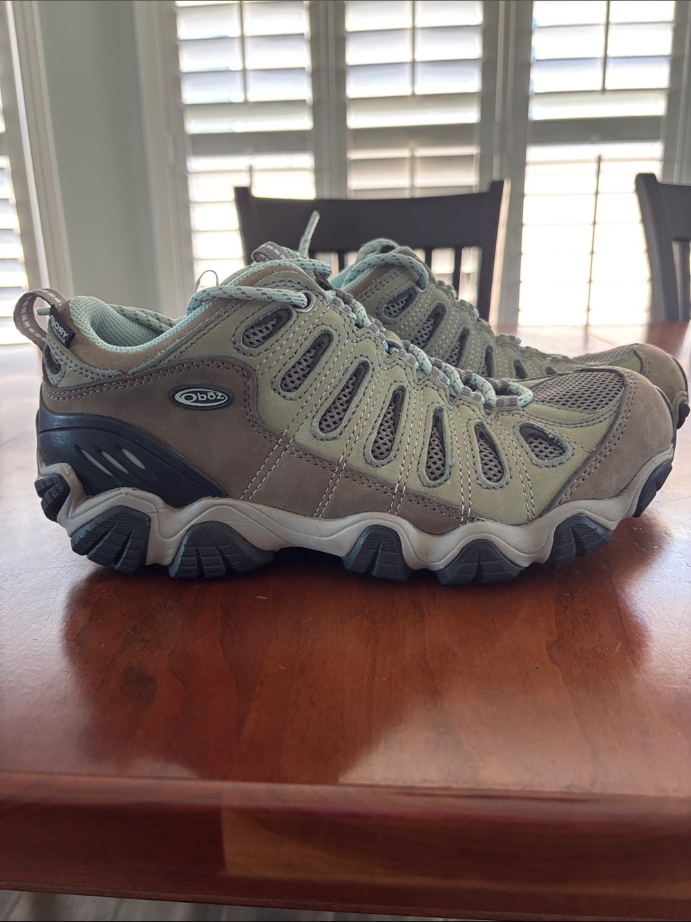 Oboz Women's Sawtooth Low Waterproof Hiking Shoes Grey and Green Size 9